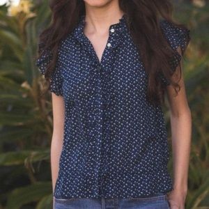 Trovata Birds of Paradis Medium ruffle sleeve top cotton perfect for summer